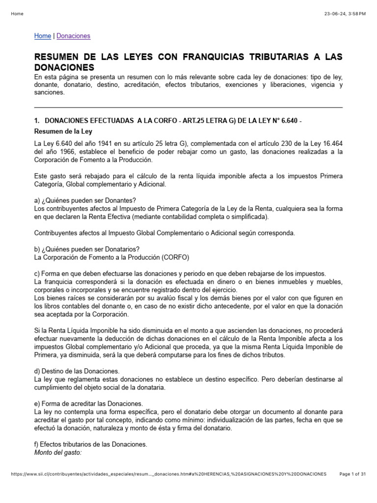 Leyes de Donaciones y Beneficios Tributarios | PDF | Donación | Impuestos