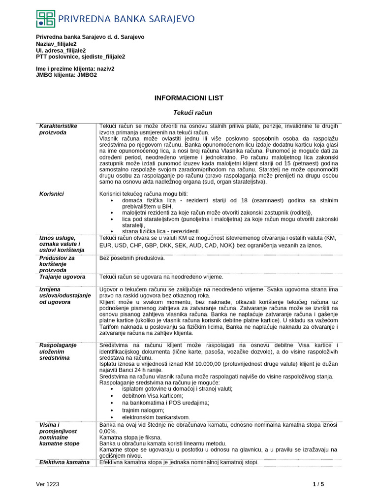Infolist Tekuci-Racun 1223 | PDF