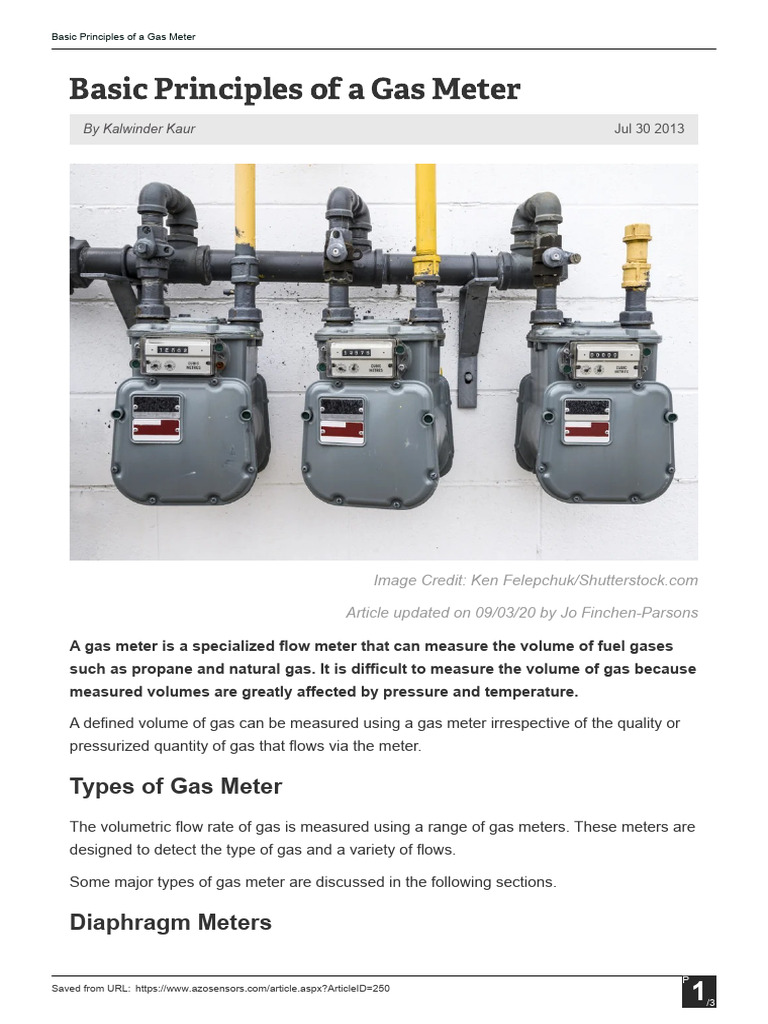 Understanding Gas Meter Principles | PDF | Gases | Flow Measurement