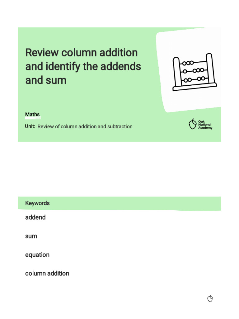 column addition ks2 ppt | PDF | Elementary Mathematics | Notation