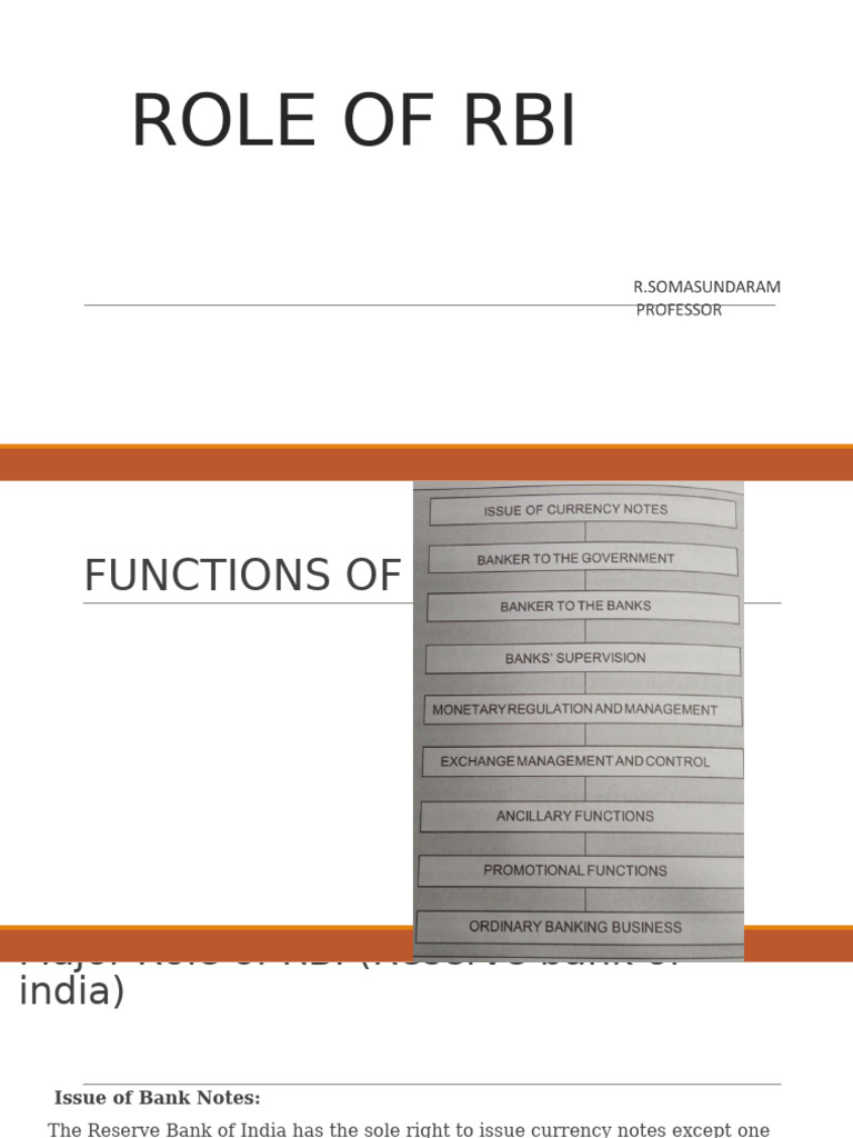 Functions and Role of RBI in India | PDF | Reserve Bank Of India ...