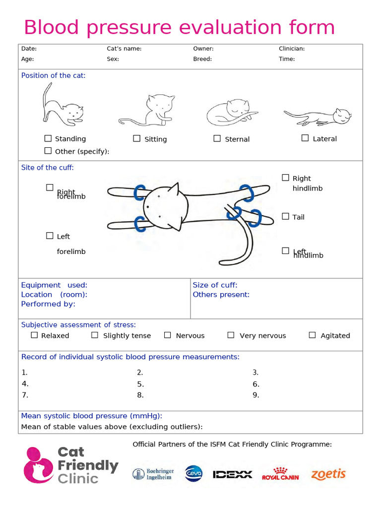 Cat Blood Pressure Evaluation Form | PDF