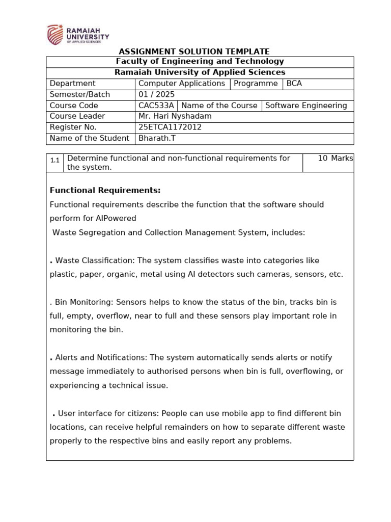 SE Assignment Solution Template[1] (1) | PDF | User Interface | Unit ...