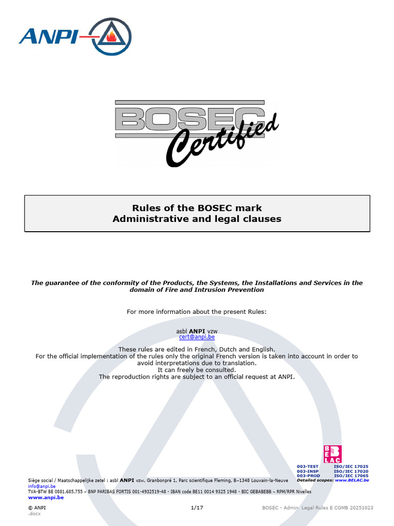 BOSEC Certification Rules Overview | PDF | Certification