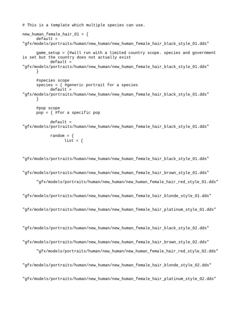 Human Female Hair Styles Template | PDF | Computer Programming