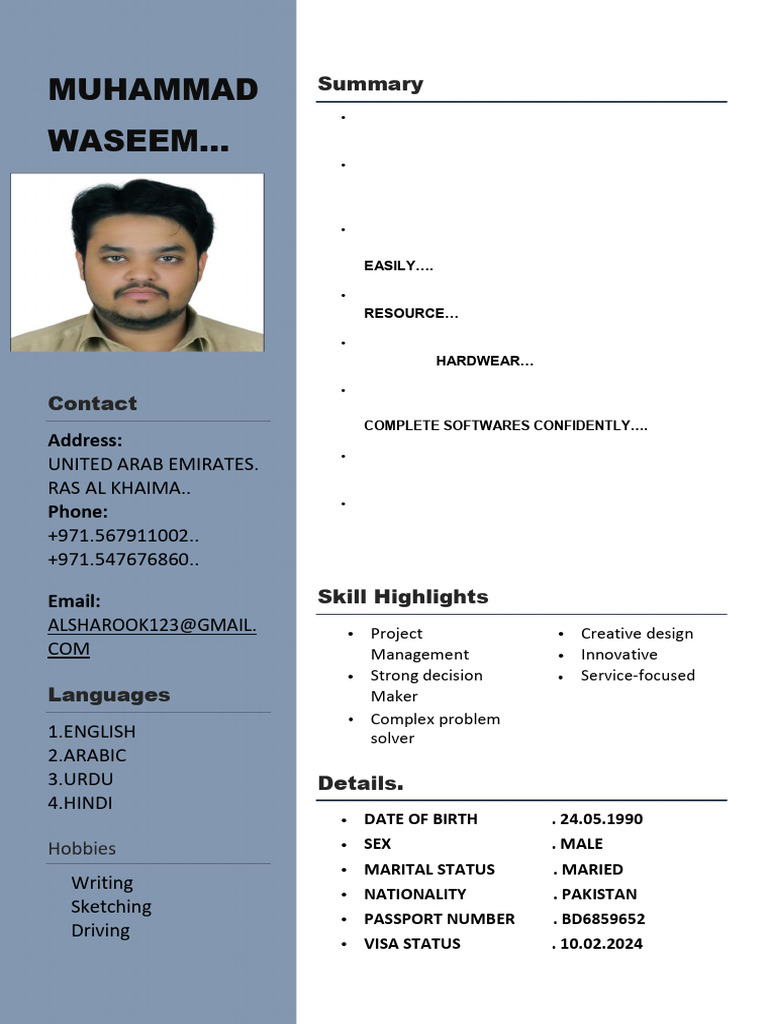 M..WASEEM CV | PDF
