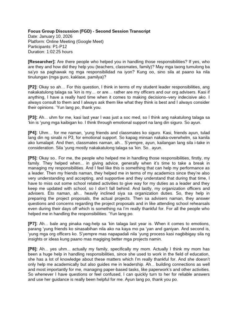 Focus Group Insights on Student Leadership | PDF | Psychology ...