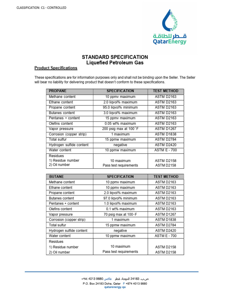 Liquefied Petroleum Gas Specifications | PDF | Propane | Natural Gas