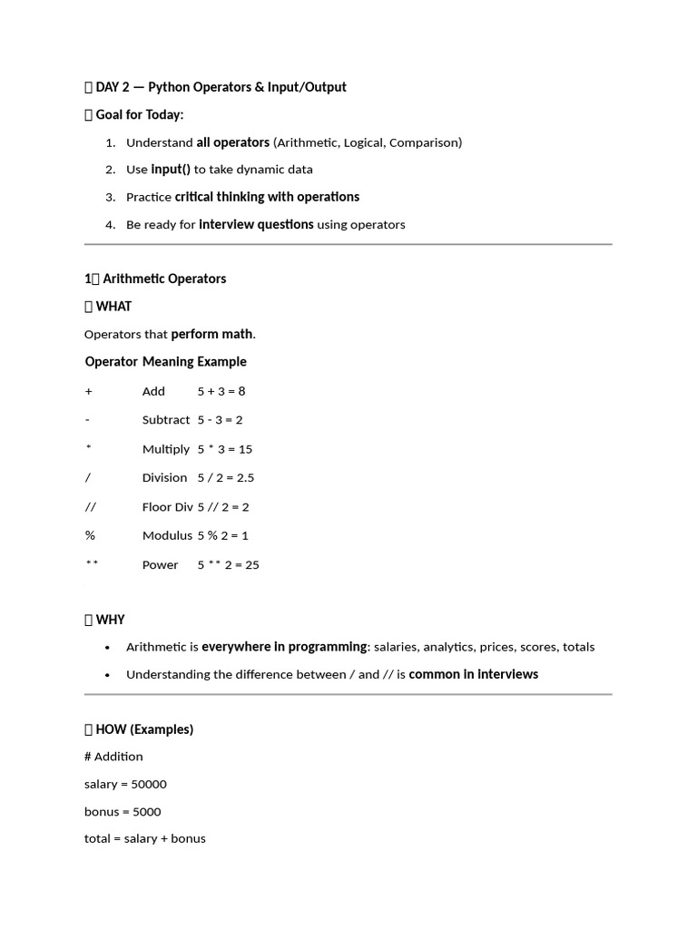 ? DAY 2 | PDF | Arithmetic | Computer Programming
