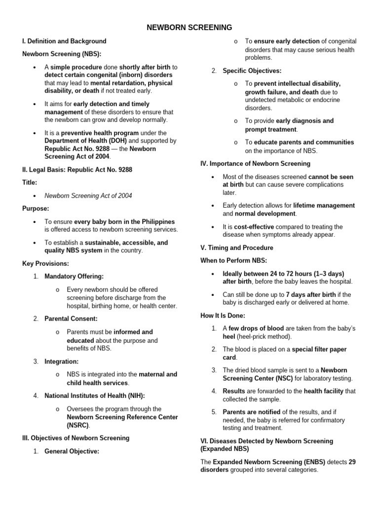 3 Newborn Screening | PDF | Diseases And Disorders | Medical Specialties