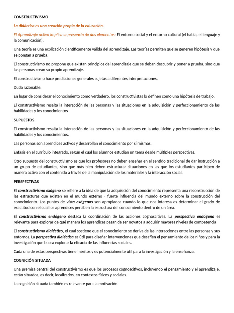 Fundamentos del Constructivismo en Educación | PDF | Constructivismo ...