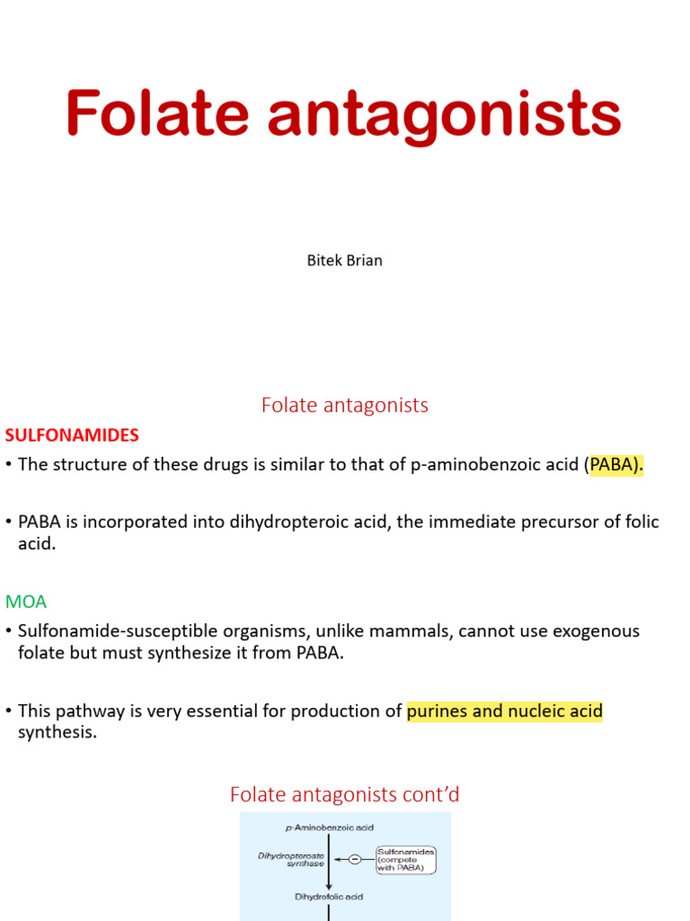 Overview of Folate Antagonists in Medicine | PDF | Drugs | Medical ...