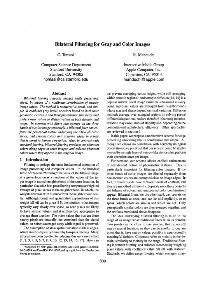 Bilateral Filtering for Image Smoothing | PDF | Function (Mathematics ...