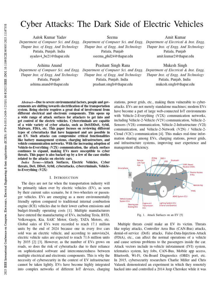 Cybersecurity Risks in Electric Vehicles | PDF | Security | Computer ...
