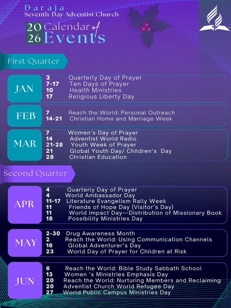 Seventh-Day Adventist Events Calendar | PDF | Seventh Day Adventist ...