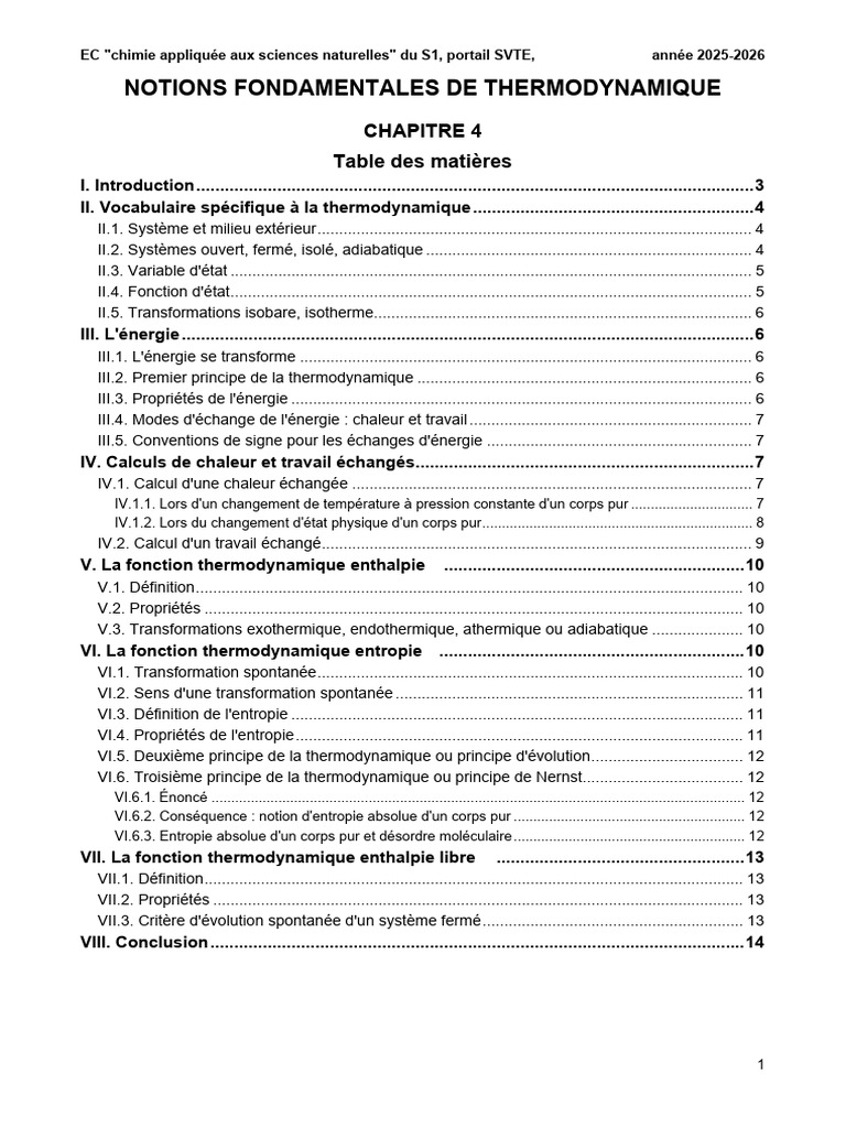 Notions de thermodynamique en chimie | PDF | Enthalpie de changement d ...