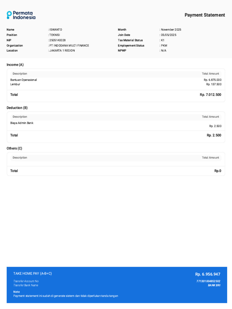 November 2025 Payment Statement | PDF | Payments | Taxes