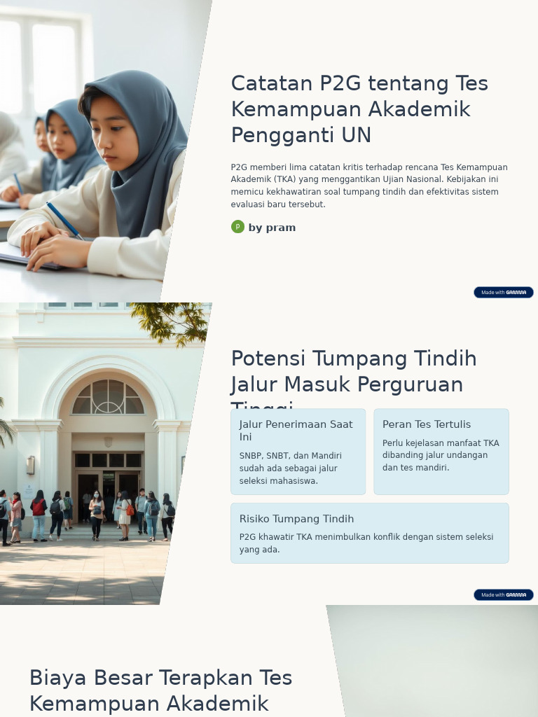 Kritik P2G Terhadap Tes Kemampuan Akademik | PDF