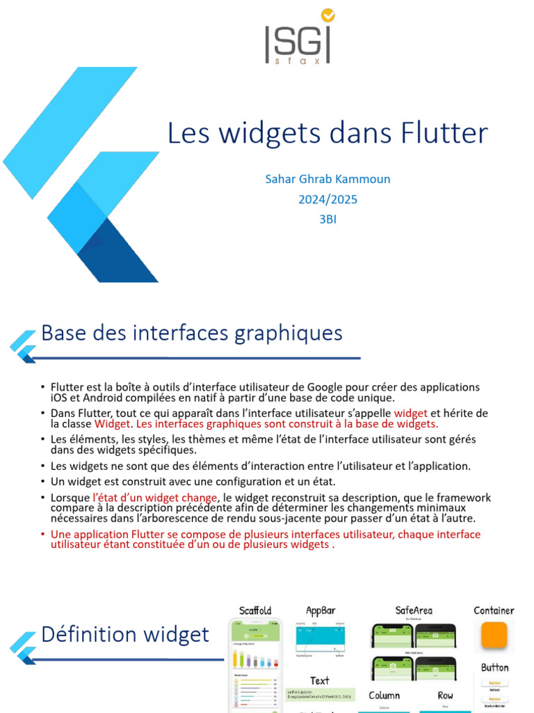 Introduction aux Widgets Flutter | PDF | Interface graphique | Secteur ...