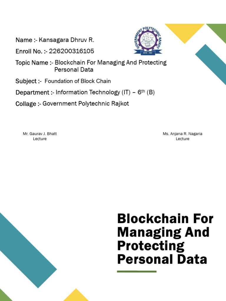 Blockchain for Personal Data Security | PDF | Security | Computer Security