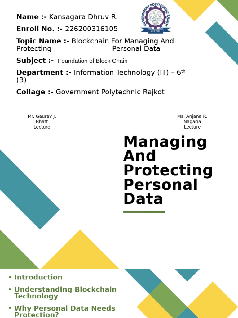 Blockchain for Managing and Protecting Personal Data FOB | PDF ...