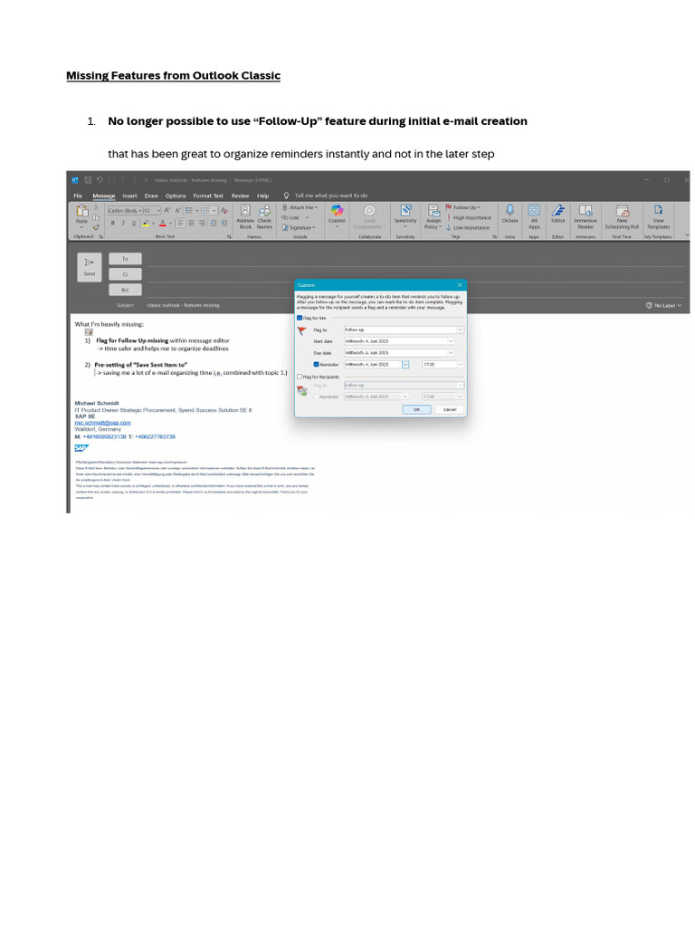 Missing Outlook Classic Features Explained | PDF
