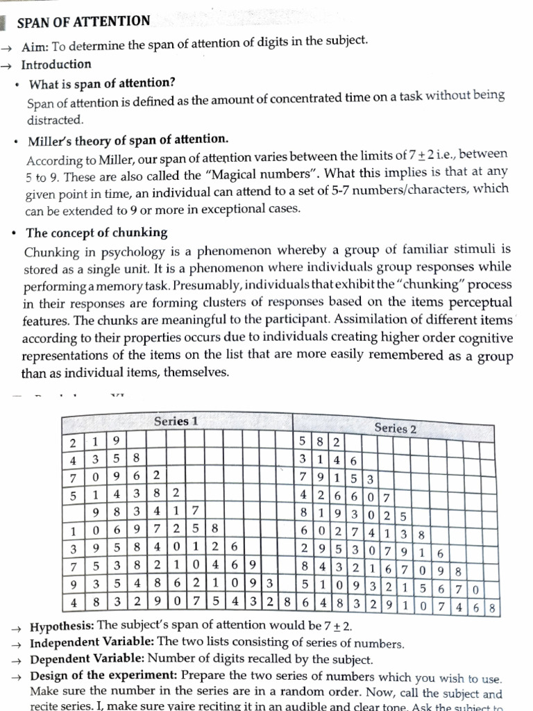 Span of Attention Experiment Results | PDF | Attention | Cognition