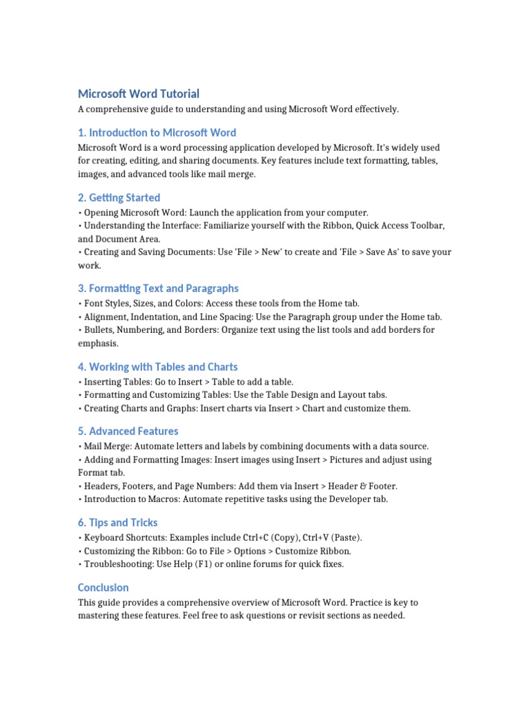 Microsoft Word: Comprehensive User Guide | PDF
