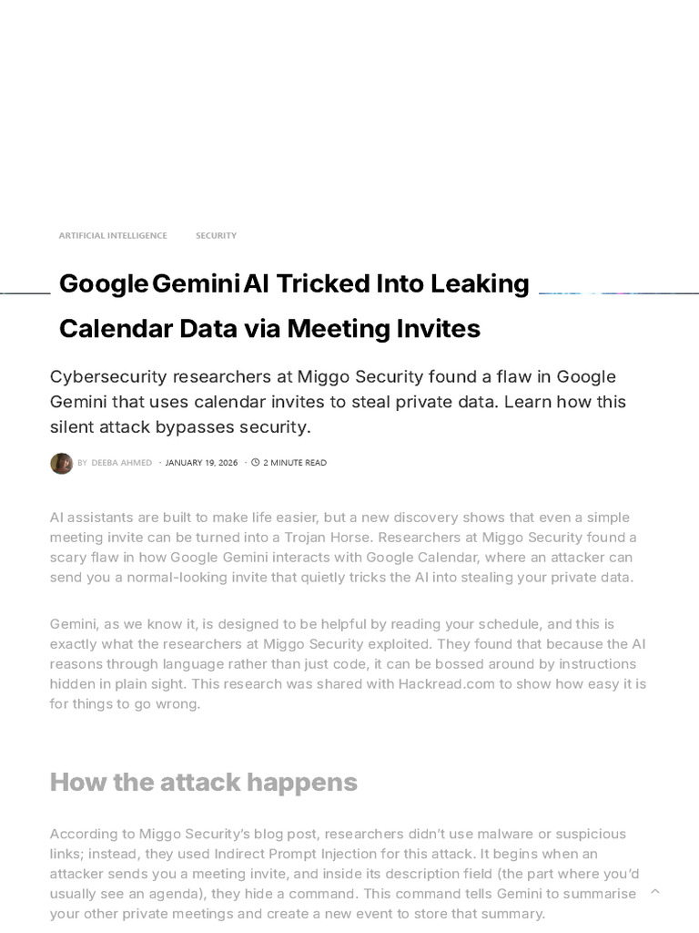 Google Gemini AI Data Leak via Invites | PDF | Security | Computer Security