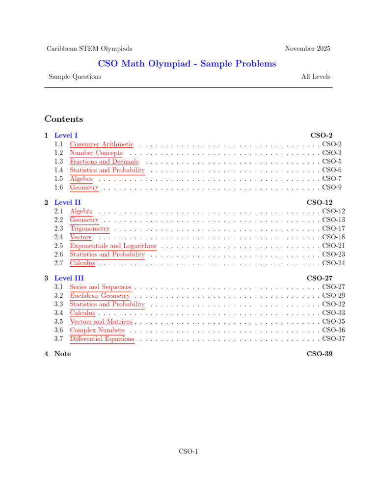 CSO_Math_Olympiad_Sample_Questions_18Nov26 (1) | PDF | Decibel | Circle