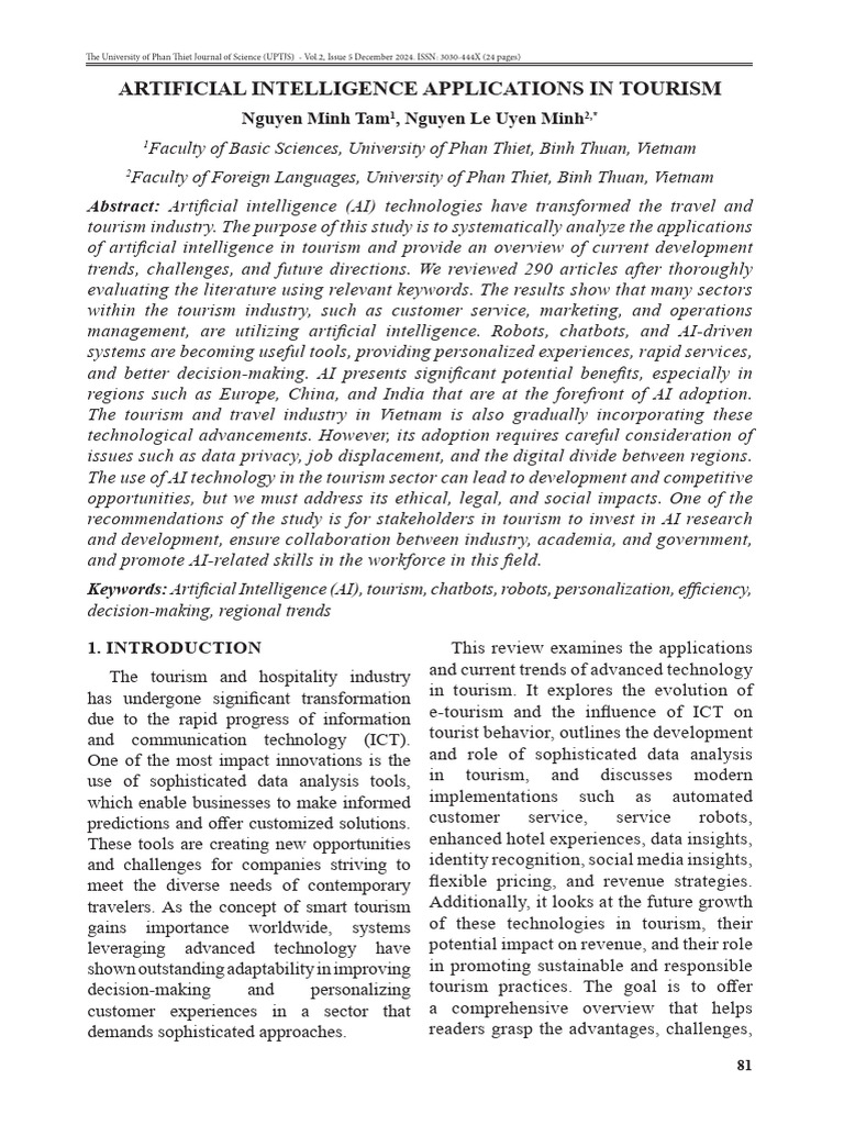 AI in Tourism: Trends and Applications | PDF | Artificial Intelligence ...