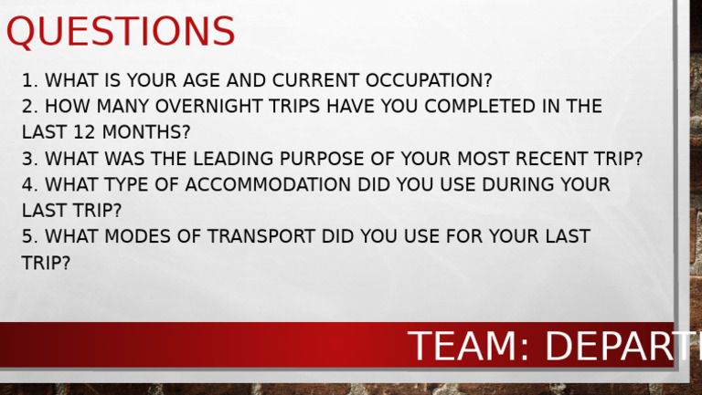 Travel Survey Questions for Insights | PDF