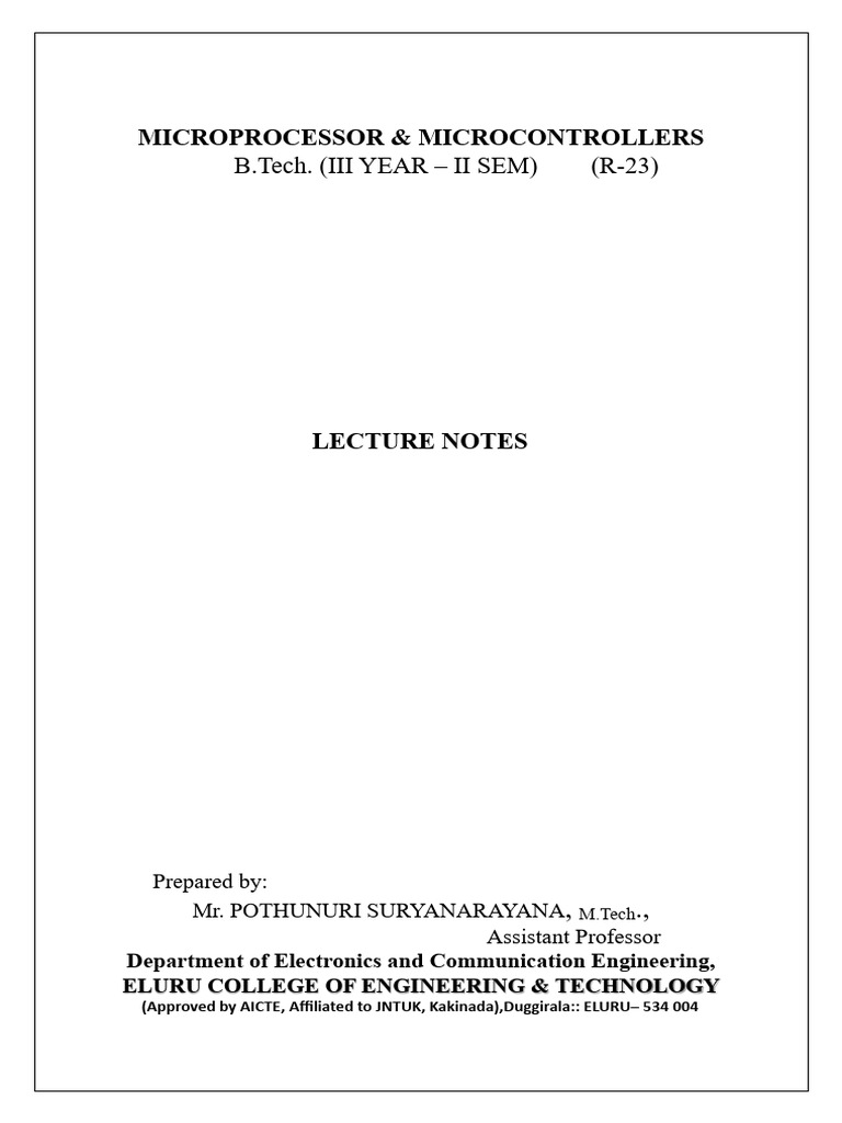 Microprocessors and Microcontrollers Guide | PDF | Central Processing ...