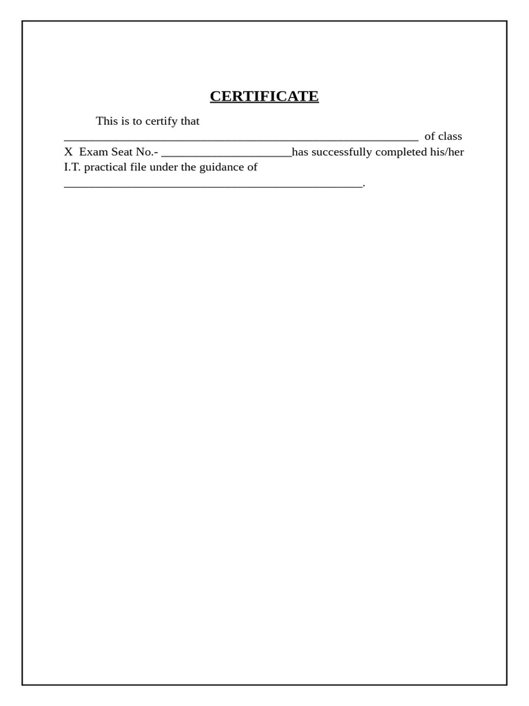 I.T. Practical File Certificate Template | PDF | Spreadsheet | Table ...