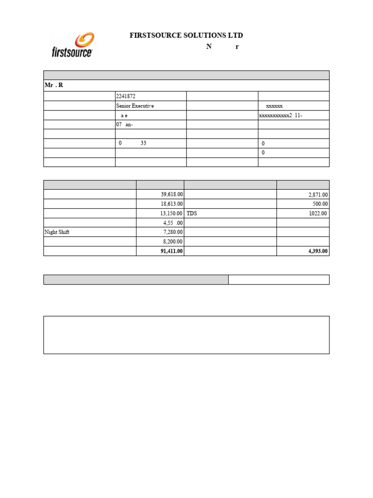 792562595 Firstsource Salaryslip Nov 2025 | PDF