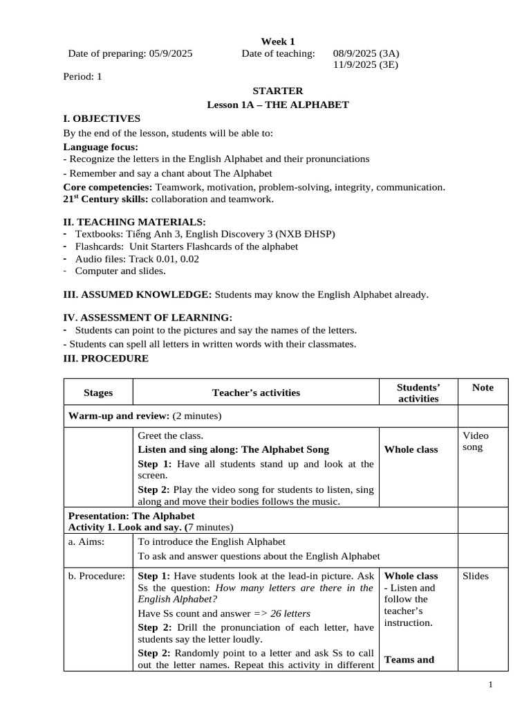 English Alphabet Lesson Plan | PDF | Teachers | Alphabet