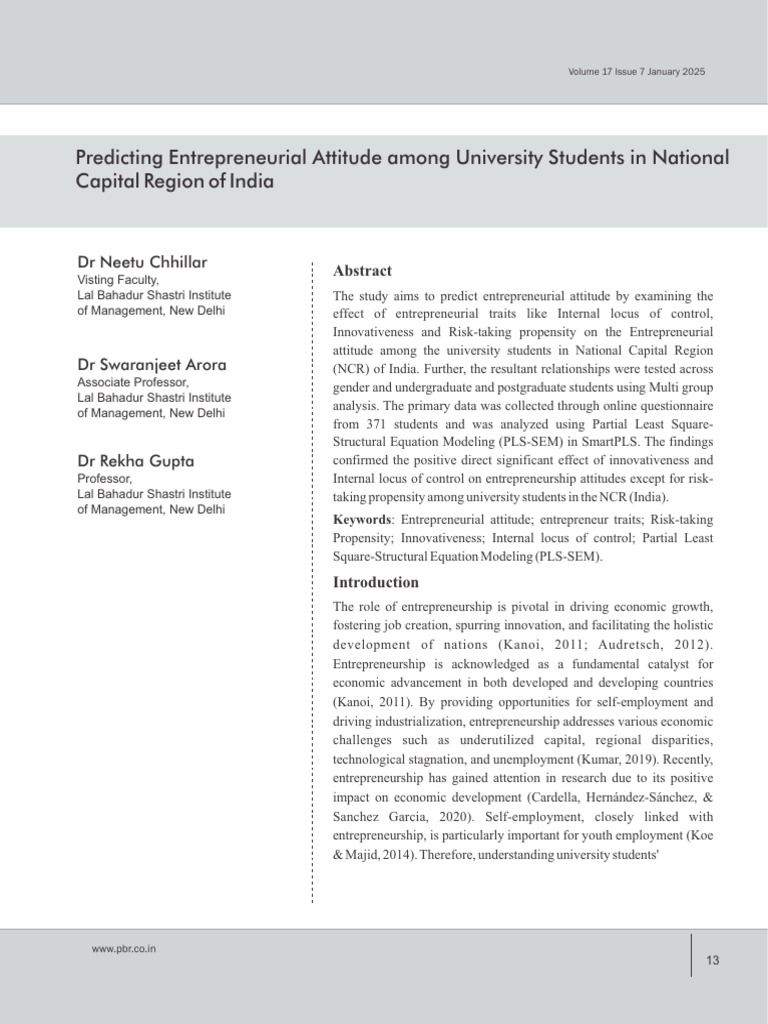 Predicting Entrepreneurial Attitude among University Students in ...