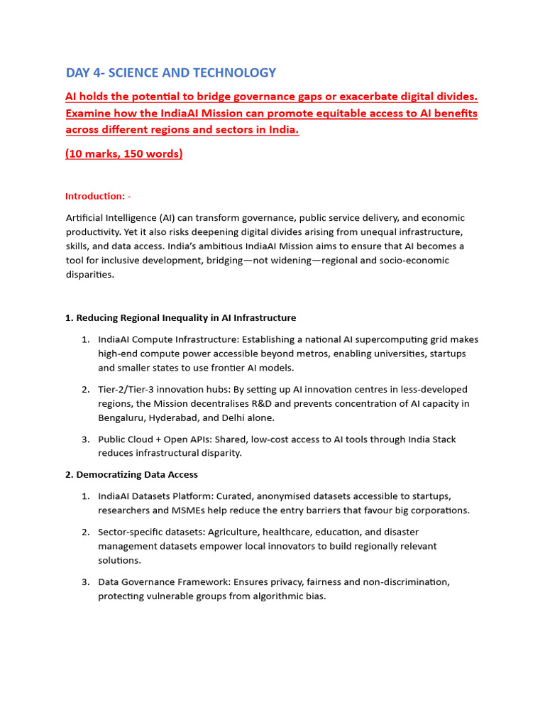 Model Answer- Science and Technology- Day 04 | PDF