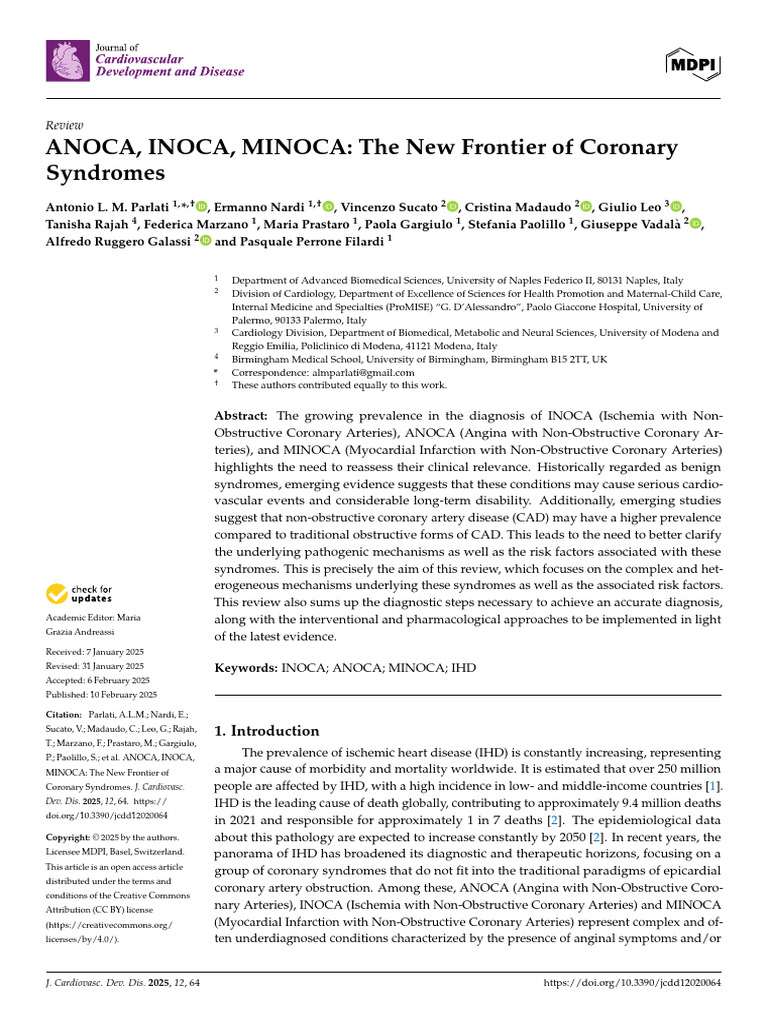 MINOCA ANOCA INOCA | PDF | Coronary Artery Disease | Myocardial Infarction