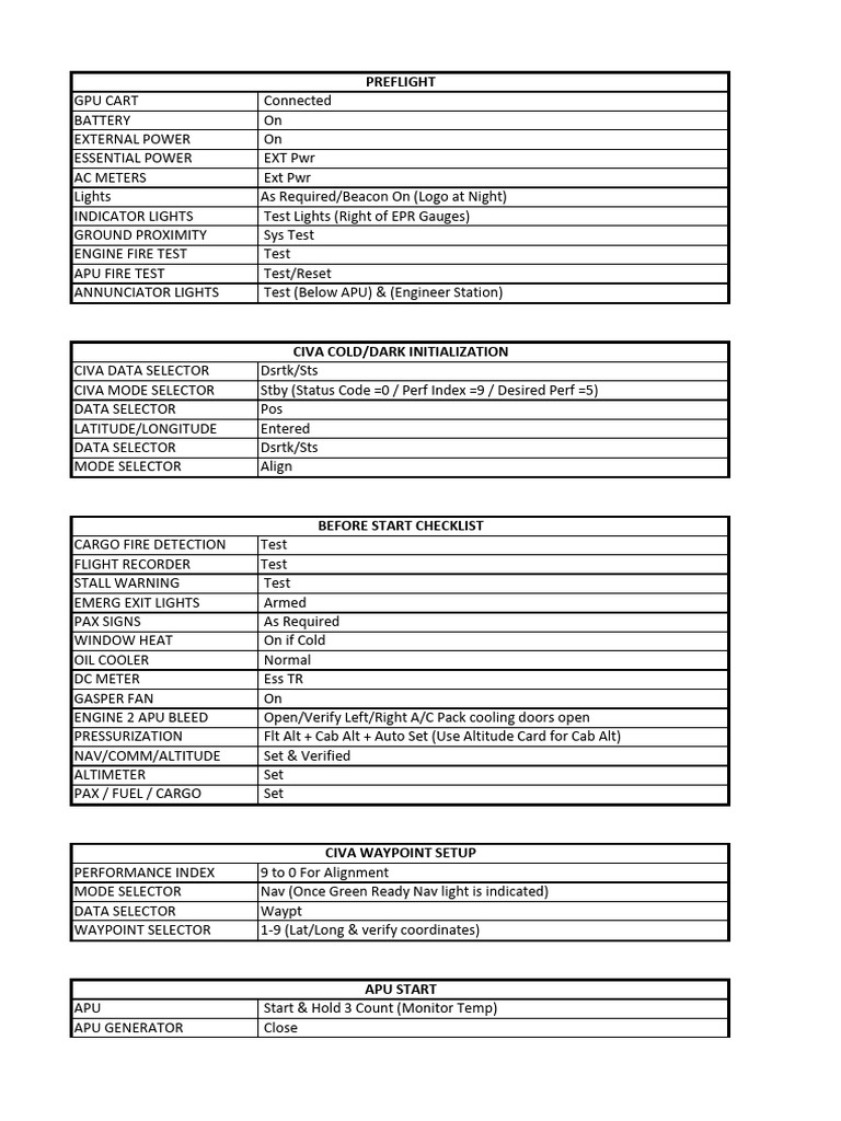 Boeing 727 Checklist | PDF | Aviation | Aircraft