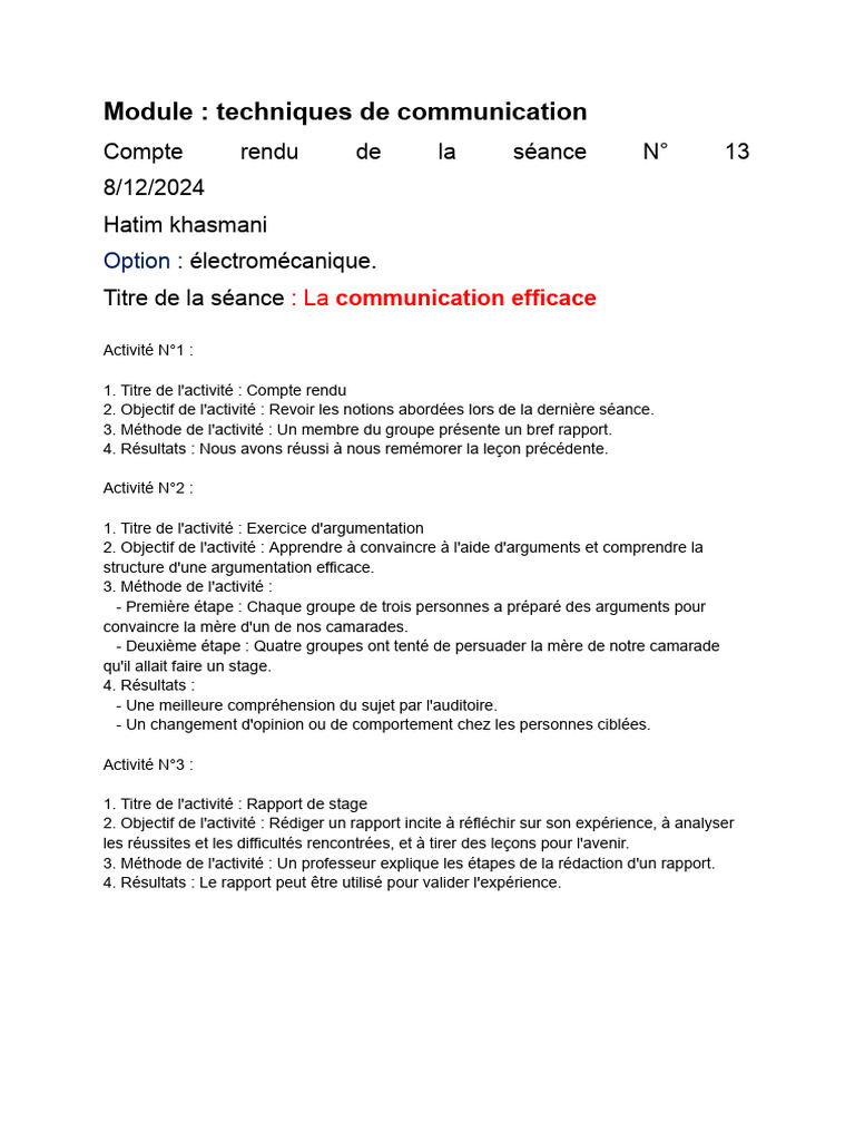 Techniques de communication efficaces | PDF
