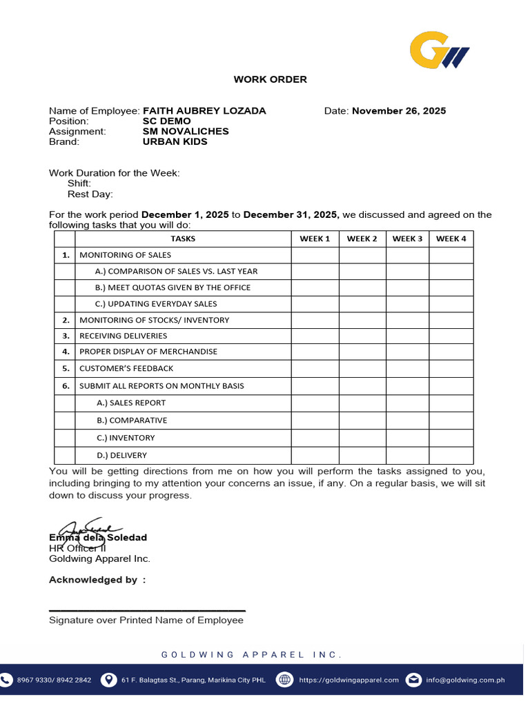 Work Order | PDF