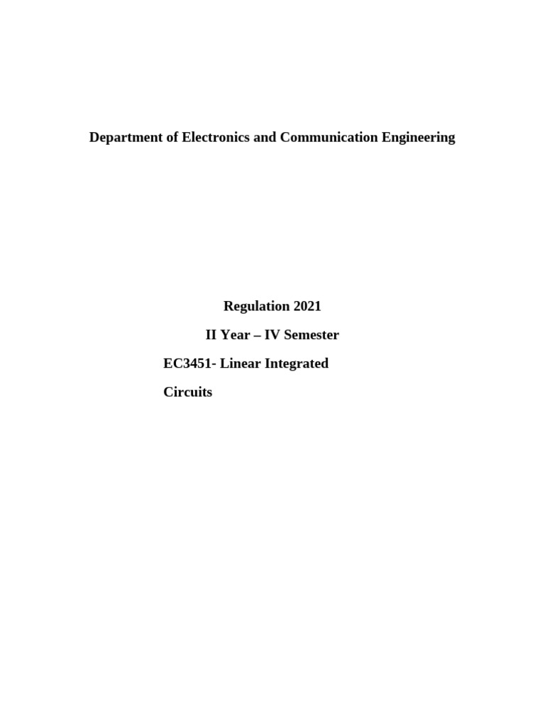 Linear Integrated Circuits Overview | PDF | Operational Amplifier ...