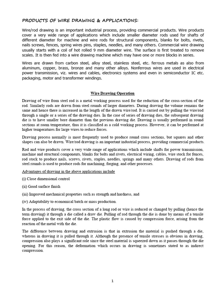 Wire Drawing Process and Applications | PDF | Wire | Deformation ...