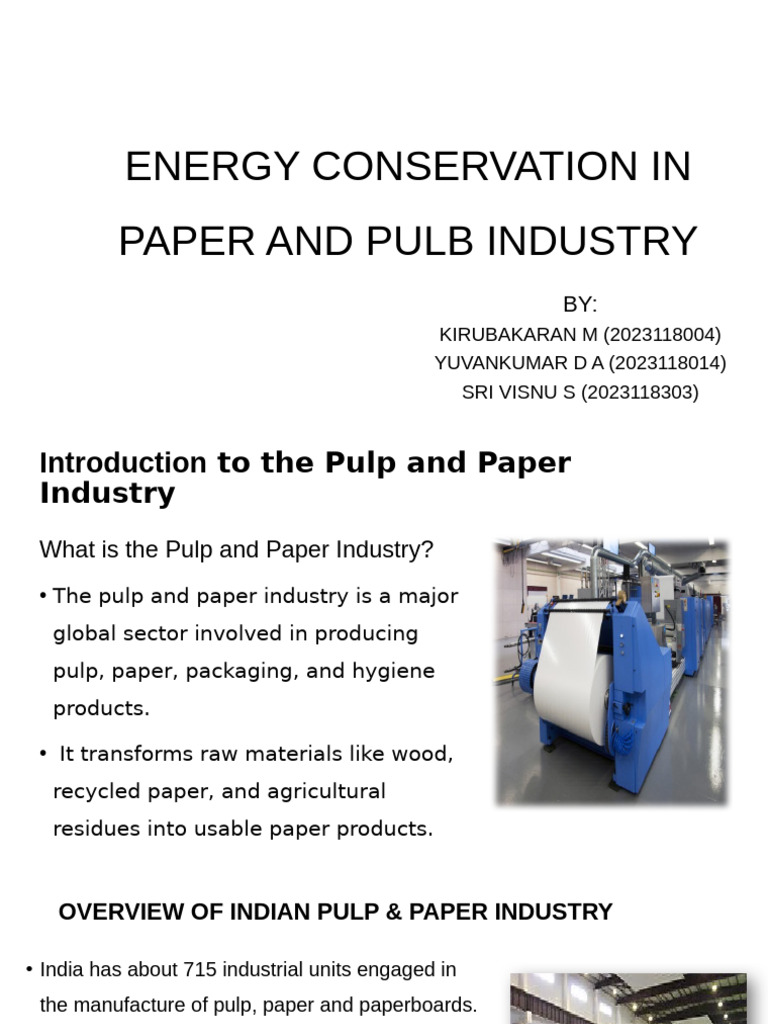Energy Conservation in Pulp & Paper Industry | PDF