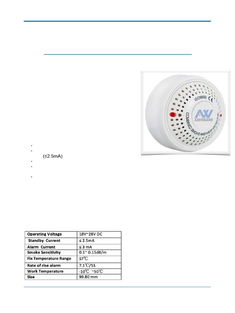 Asenware AW-D103 Addressable Detector | PDF