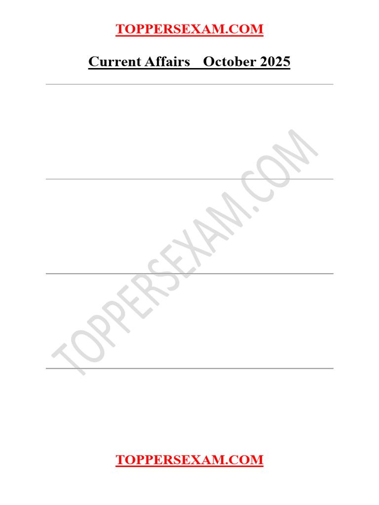October 2025 Current Affairs Quiz | PDF | Mahatma Gandhi