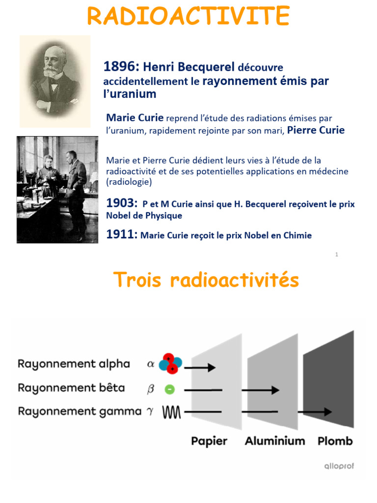 Comprendre la radioactivité et ses lois | PDF | Radioactivité | Noyau ...