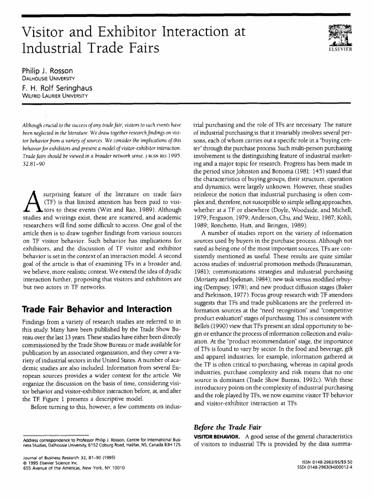 Visitor Behavior at Industrial Trade Fairs | PDF | Business