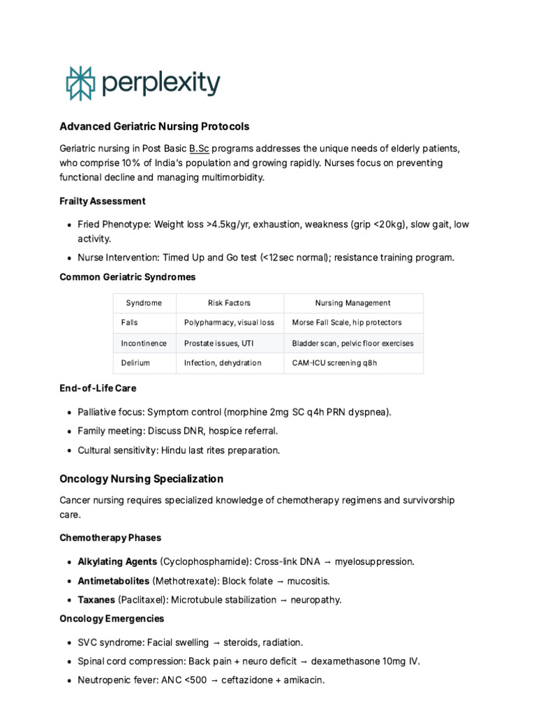 Advanced Geriatric Nursing Protocols | PDF | Percutaneous Coronary ...